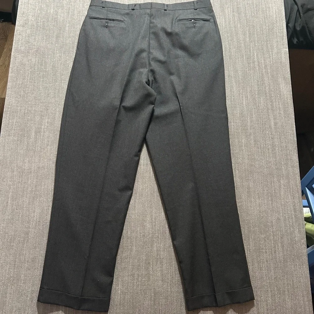 Polo University Dress Pants Mens 38x32 Charcoal Grey Wool Pleated Cuffed Canada